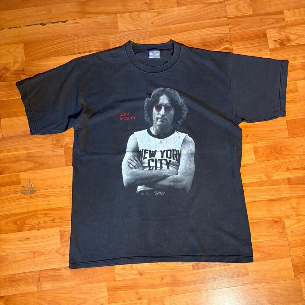 Vintage 1996 John Lennon New York City Black T Shirt Music Graphic Tee Size L